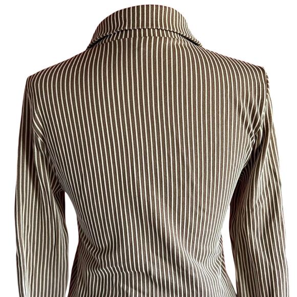 Womens Top Size XL Tan Long Sleeve Minimalist Collar Structured Business Casual - Picture 5 of 8